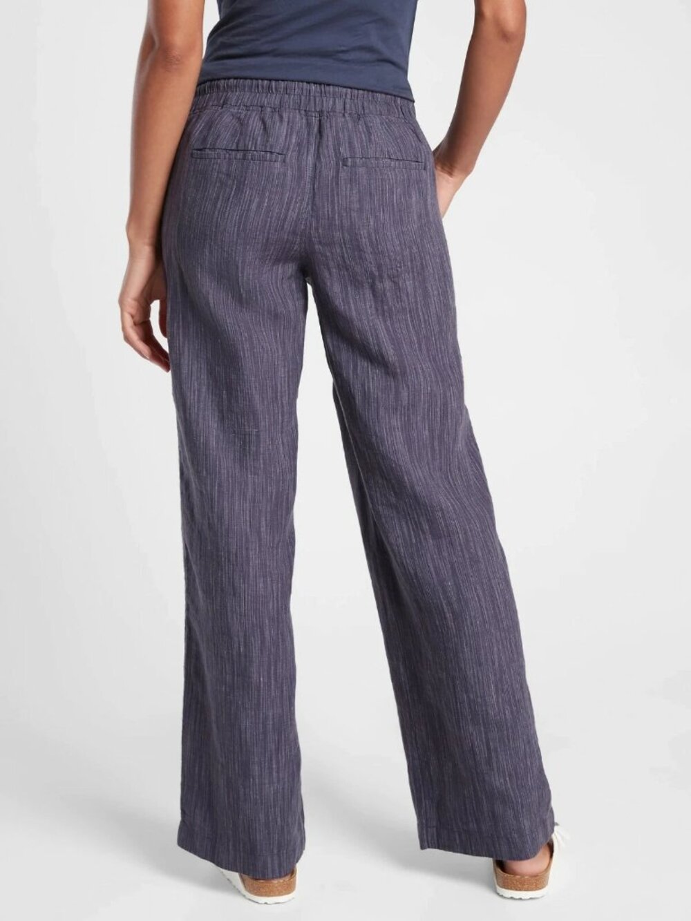 Athleta Cabo Linen Textured Wide Leg Pant Sz 6 Rain Dance Jacquard Weave 657680 - Picture 12 of 13